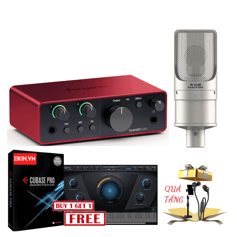 Combo Focusrite Solo Gen 4 Mic PC-k200 Mẫu Mới