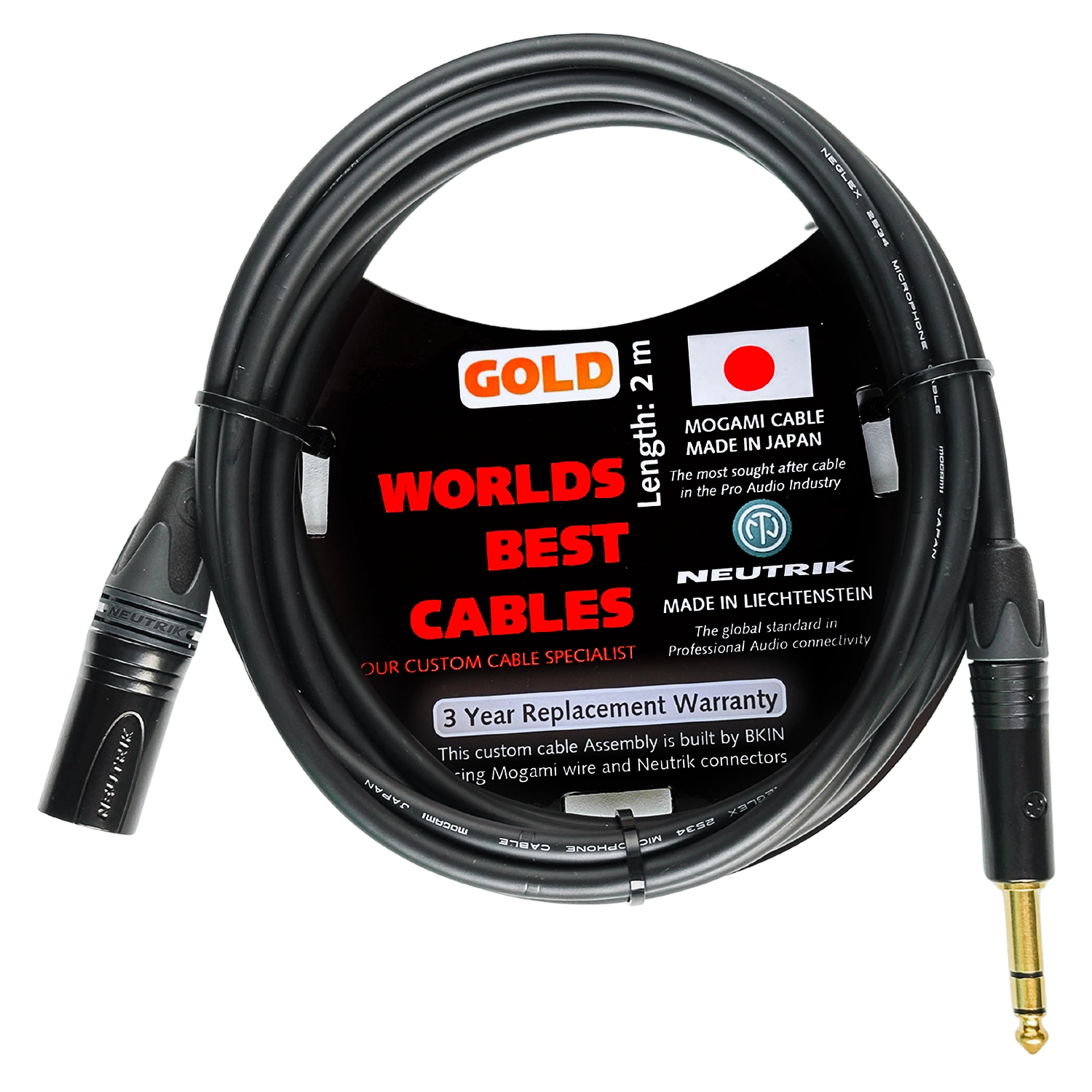 Dây Tín Hiệu Mogami Gold XLR to 6 Ly Balance 1/4 TRS 2/3/5/7/10 Mét