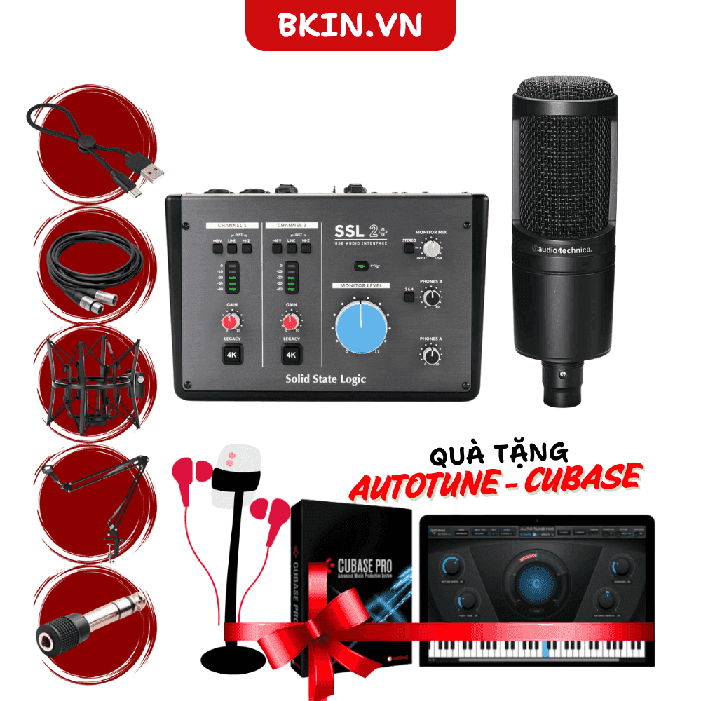 Bộ Mic Thu Âm Live SSL 2+ Micro At2020