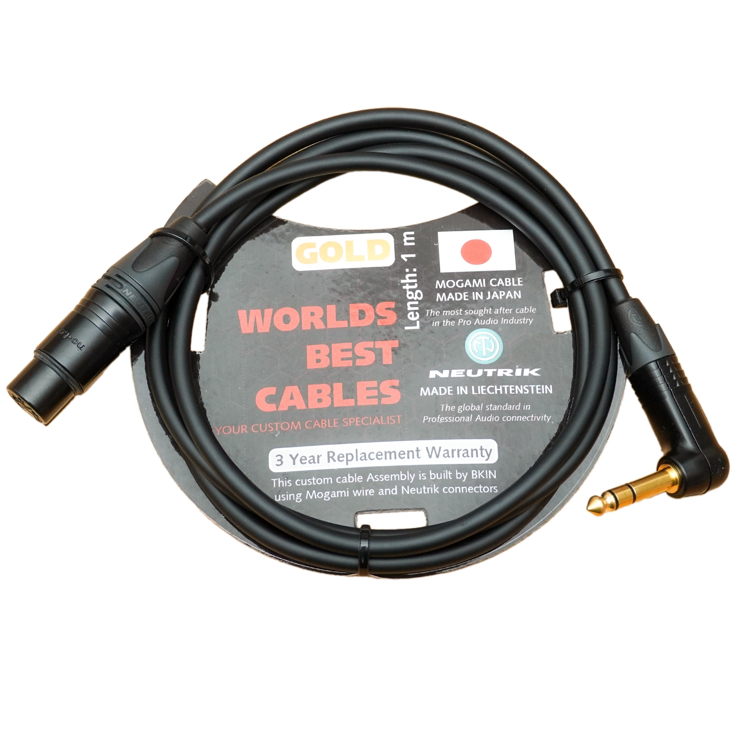 Dây Preamp Mogami Gold XLR ra 6 Ly chữ L Đầu Neutrik - Balance 1 Dây Preamp Mogami Gold XLR ra 6 Ly chữ L Đầu Neutrik - Balance